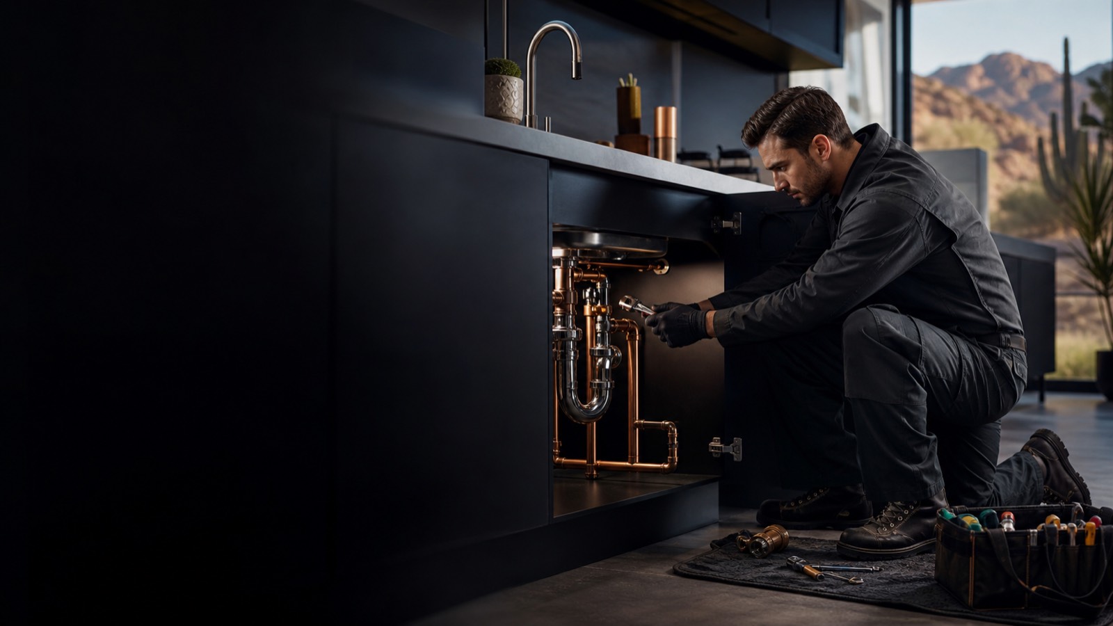 Plumbing service in a Schertz home